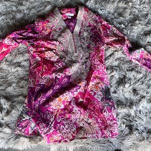 Size L Charter Club Multicolored Long Sleeves Blouse